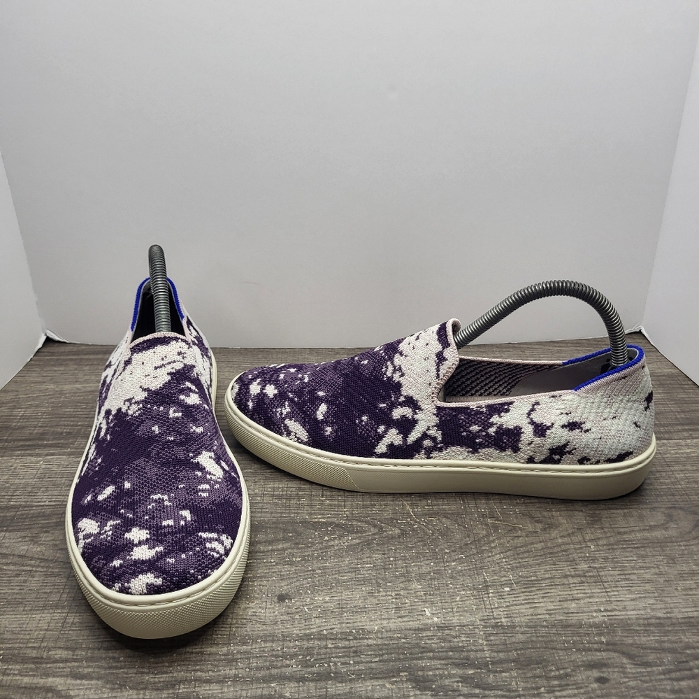 Rothy's Slip-On Sneakers in Purple and White Tie-Dye Knit